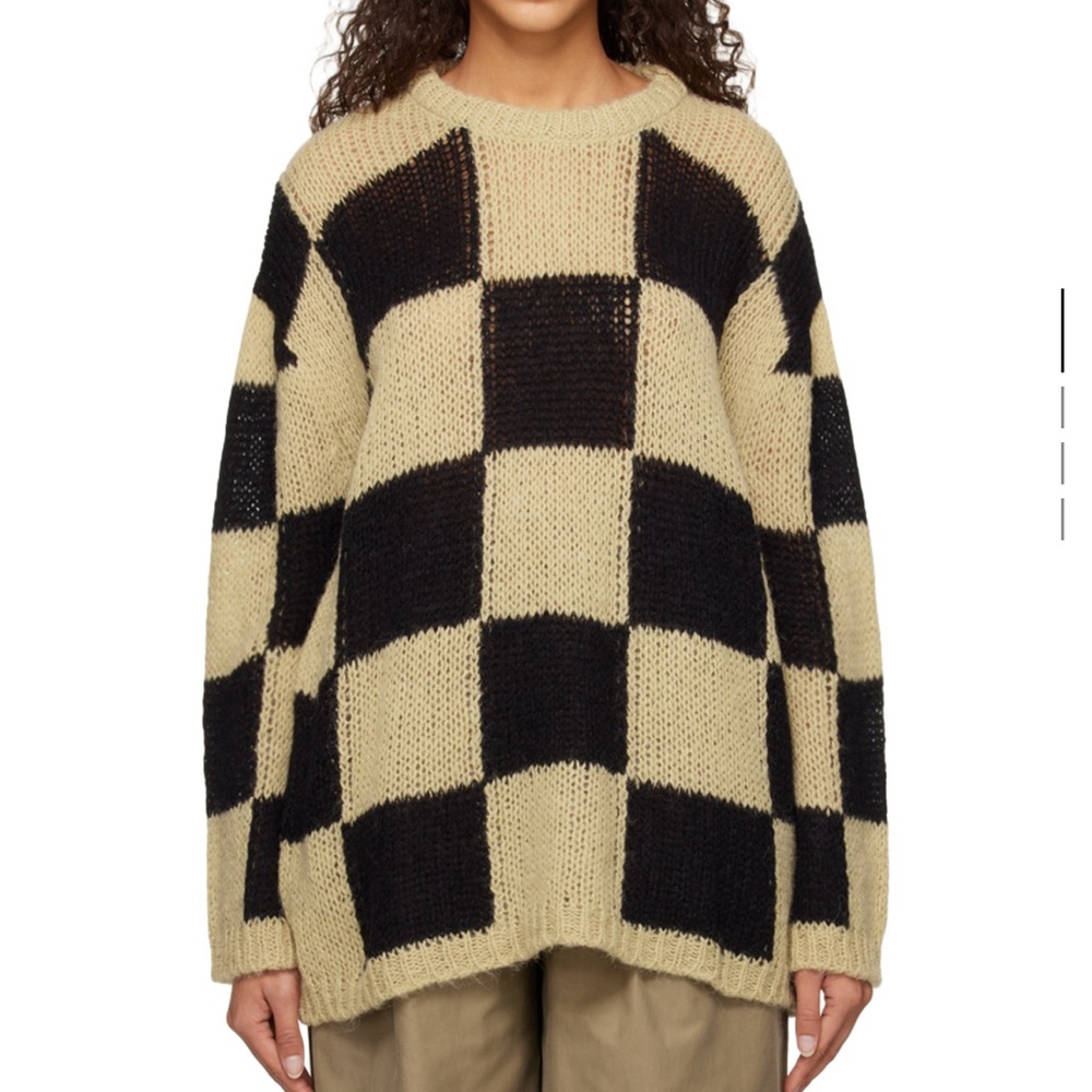 OPEN YY beige check sweater